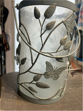 Unbranded Decorative Butterfly Lantern One Size Grey and White